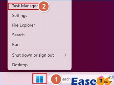 메뉴에서 작업 관리자를 선택합니다.