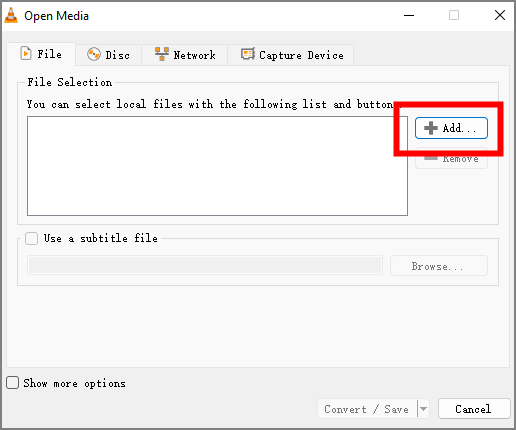 추가를 클릭하여 파일을 추가하세요