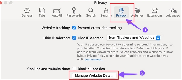 데이터 관리를 선택하세요