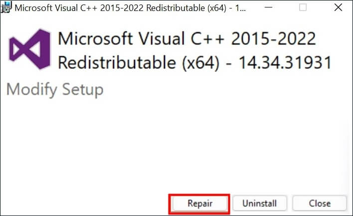 새 창이 나타나면 복구를 클릭하세요