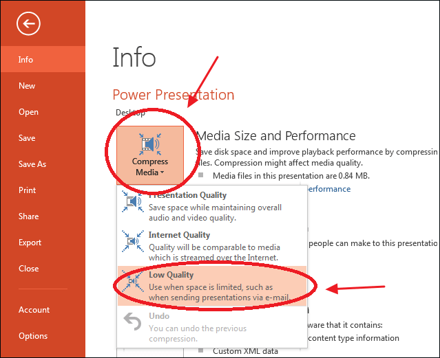 미디어를 낮은 품질로 압축
