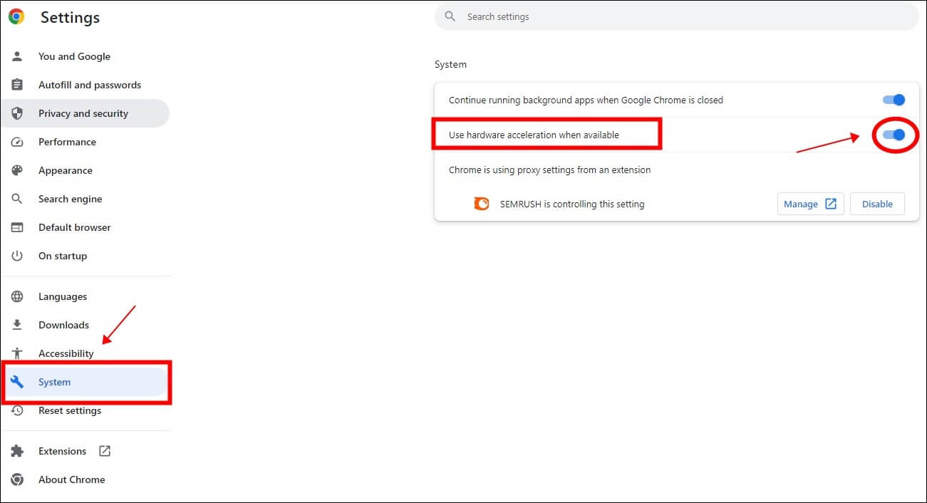 하드웨어 가속 비활성화