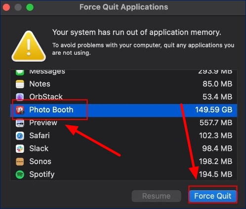 사진부스 강제 종료