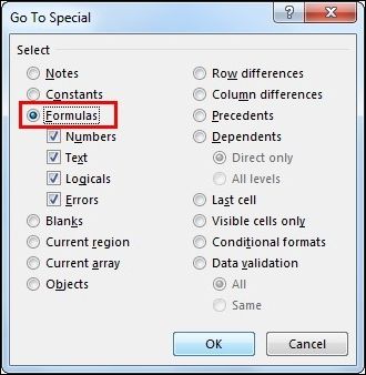 수식을 선택하고 확인을 클릭하세요.