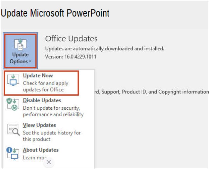 지금 업데이트를 선택하세요