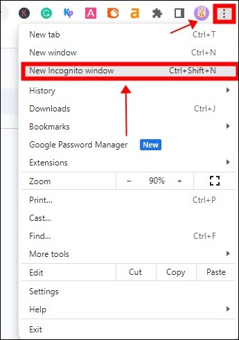 시크릿 모드 열기
