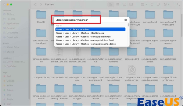 캐시 폴더로 이동
