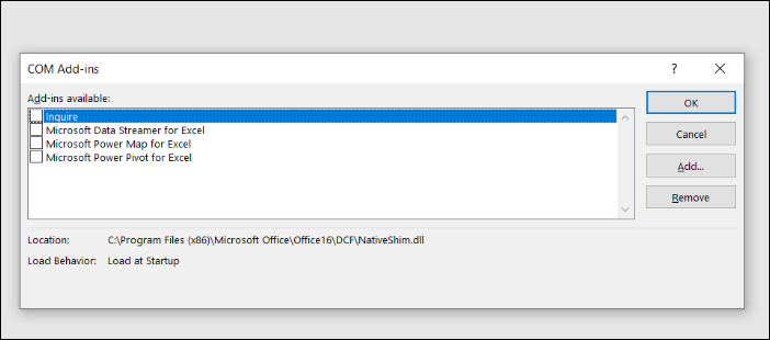 모든 추가 기능의 선택을 해제하세요