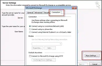추가 설정에서 연결 선택