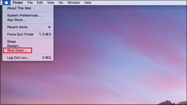 종료를 선택하세요