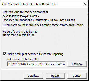 찾아보기 버튼을 누르고 복구하려는 psy 파일을 선택하세요
