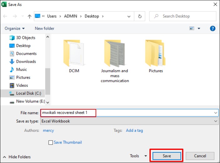 파일의 새 이름을 입력하고 저장하세요.