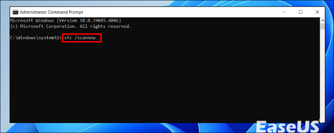 sfc /scannow 명령어를 입력하세요.