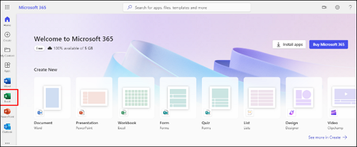 MS Excel을 온라인으로 엽니다