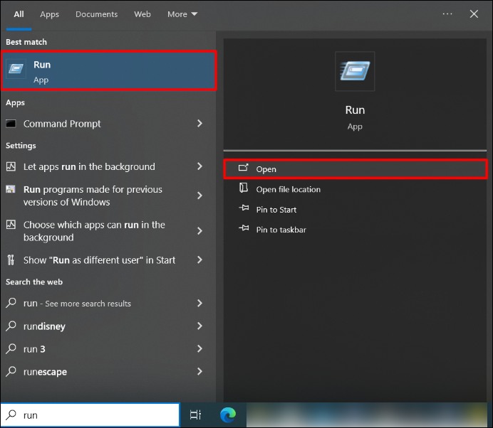 시작 메뉴에서 실행을 시작합니다
