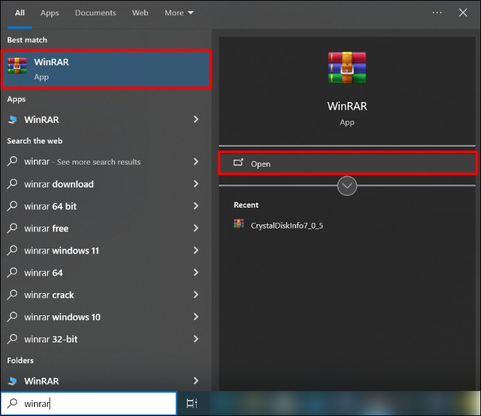 WinRAR 도구 실행