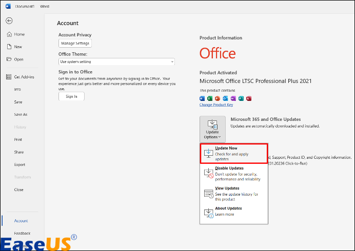 지금 업데이트를 선택하세요