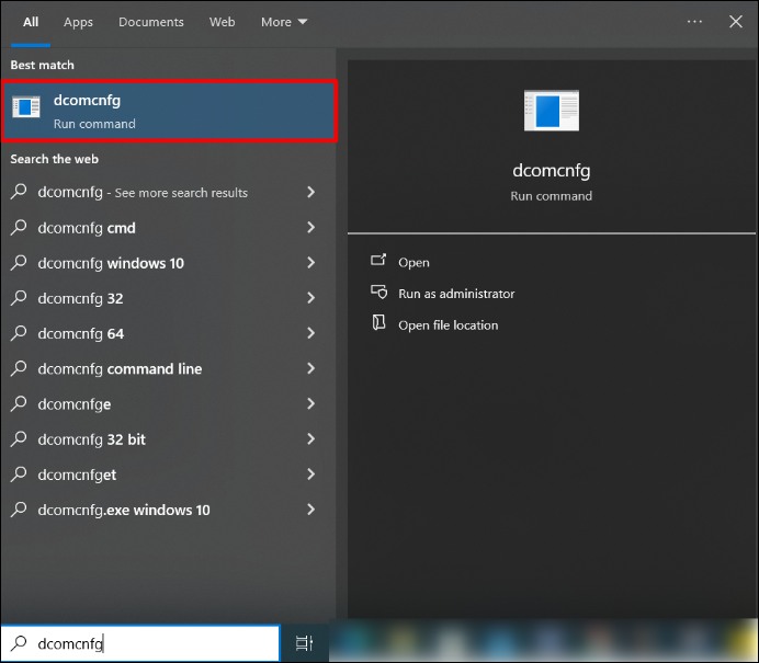 dcomcnfg를 입력하세요