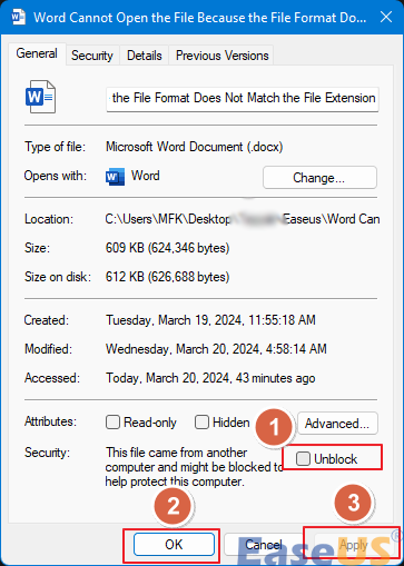 파일 속성 열기