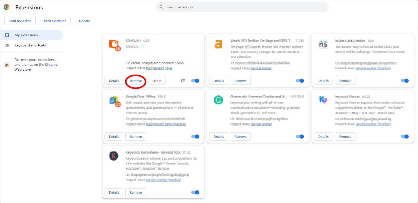 확장 프로그램 관리를 선택하세요
