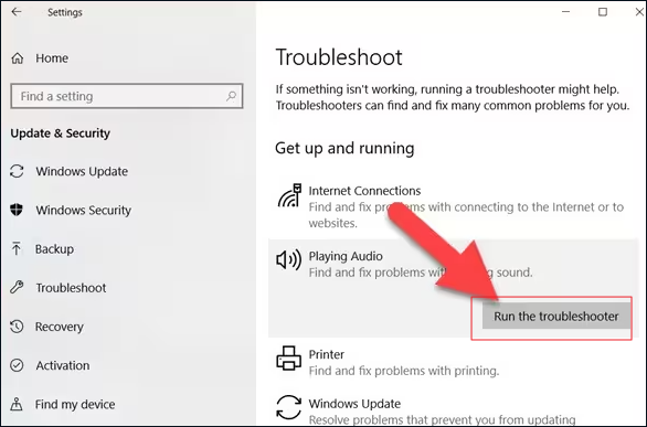 오디오 재생 중 문제 해결사 실행
