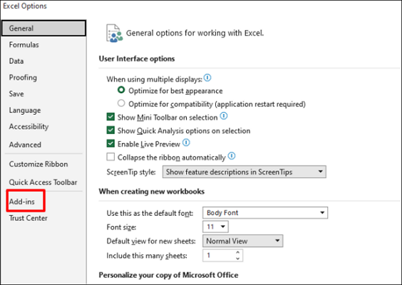 추가 기능 선택