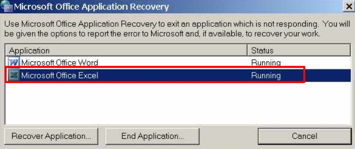 Microsoft Office Excel을 선택하세요