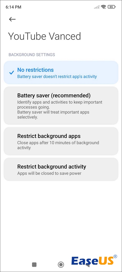 제한 없음을 선택하세요