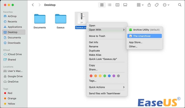 압축 해제로 열기를 선택하세요