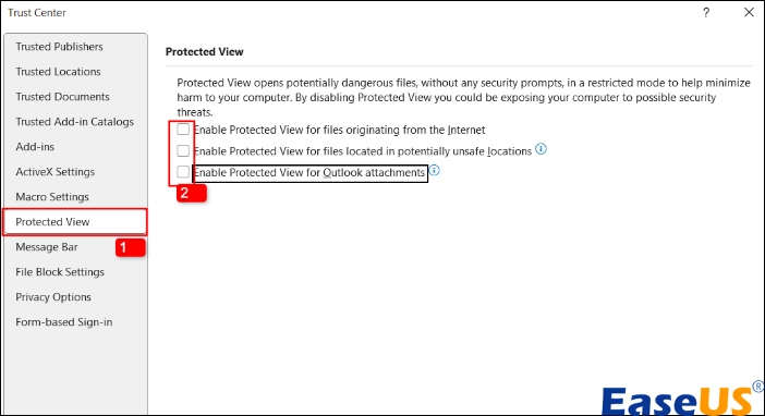 보호된 보기 선택