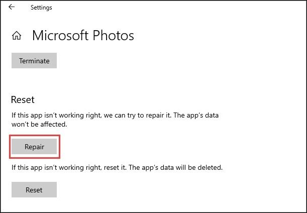Microsoft 사진 복구를 선택하세요