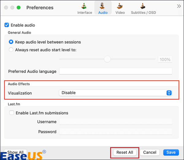 모두 재설정을 선택하세요