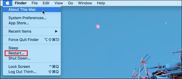 Intel Mac에서 재시작을 선택하세요