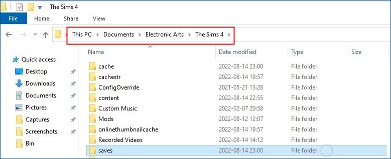 sims4 file location
