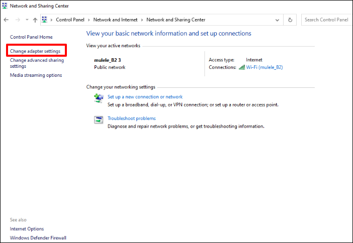 어댑터 설정 변경