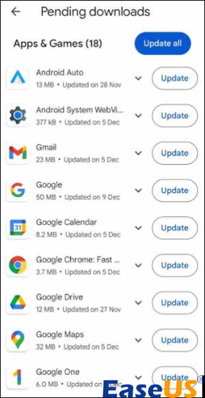 업데이트 버튼을 클릭하여 업데이트하세요