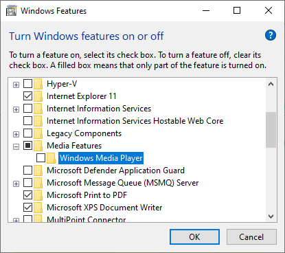 미디어 플레이어 기능 끄기