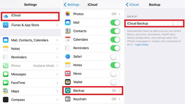 전체 iPhone을 iCloud에 백업