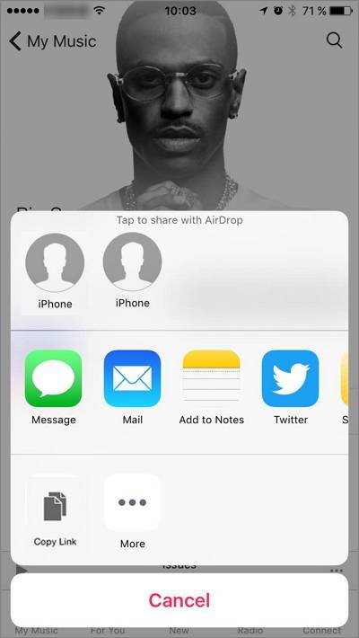 Mac에서 iPhone으로 AirDrop 음악