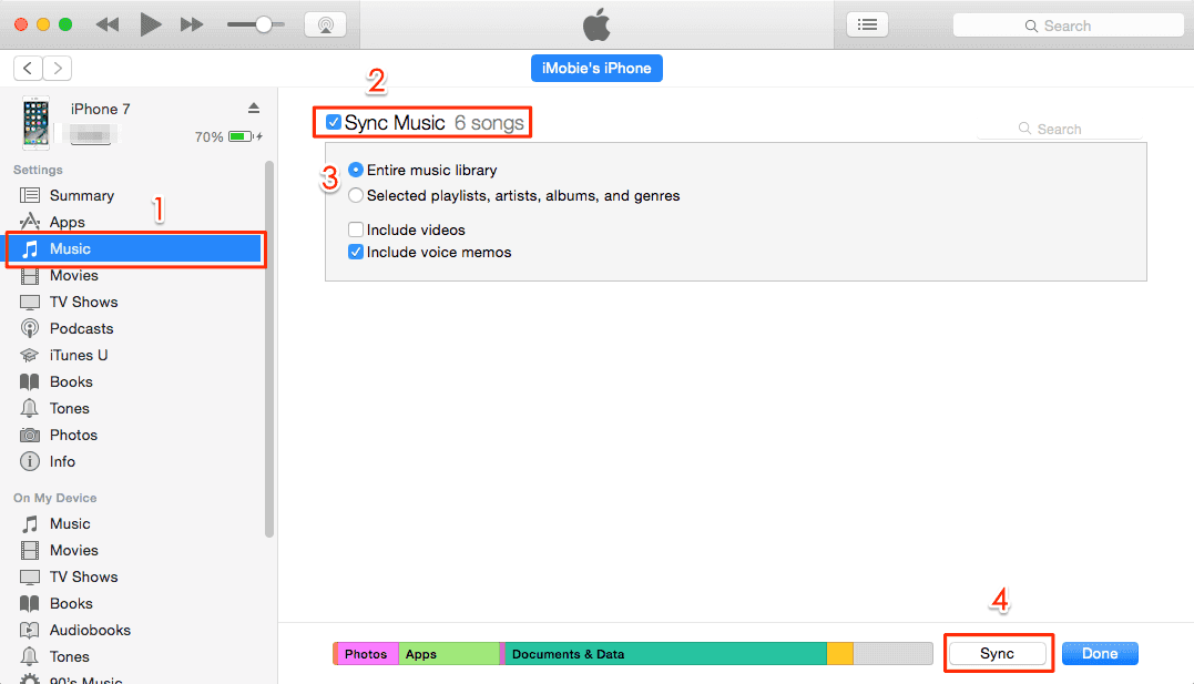 itunes를 사용하여 컴퓨터에서 iphone7 음악 전송