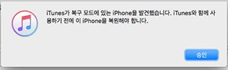 iTunes가 복구 모드의 장치로 감지