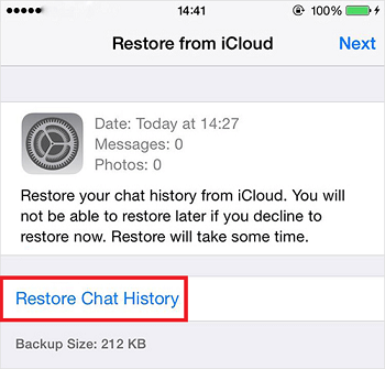 iCloud에서 Whatsapp 복원
