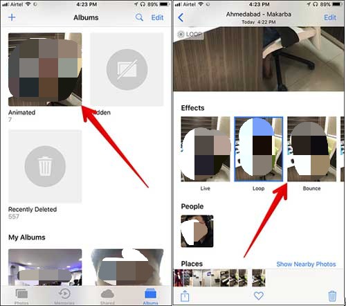 라이브 사진을 GIF로 보내기