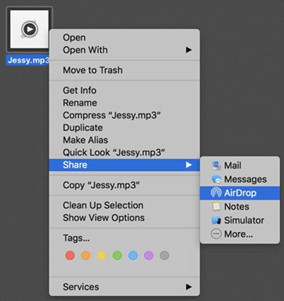 MP3를 아이폰 에어 드롭으로 전송