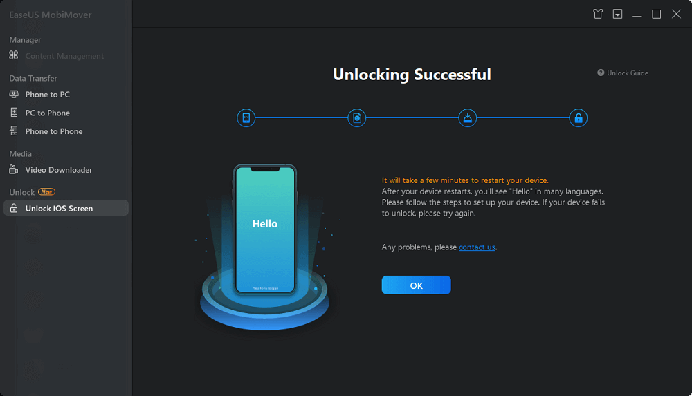 성공적으로 iPhone 잠금 해제