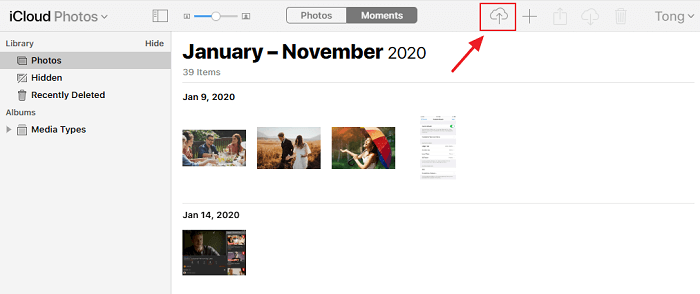 iCloud 웹 사이트 사용
