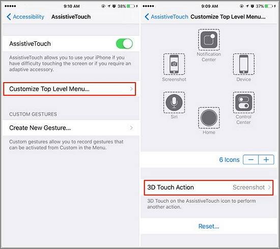 3D 터치를 사용하여 스크린샷 찍기