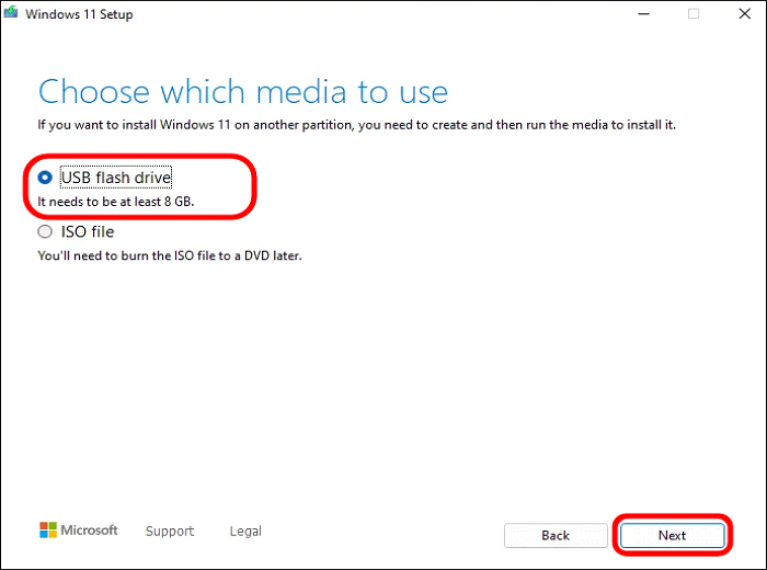 USB 플래시 드라이브를 선택하세요