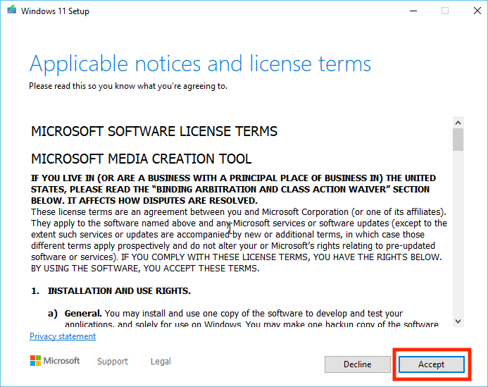 라이센스를 수락
