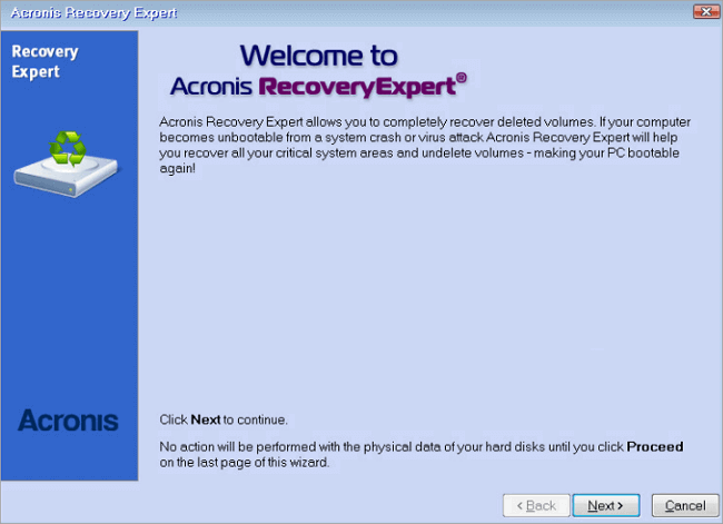 acronis 복구 전문가